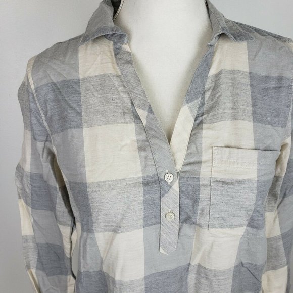 J. Crew Gray Plaid Flannel Long Sleeve - Picture 2 of 7